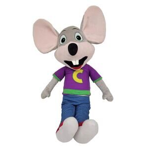 Chuck E Cheese Mouse Large Plush 27" Prize Stuffed Purple Shirt Jeans 2021